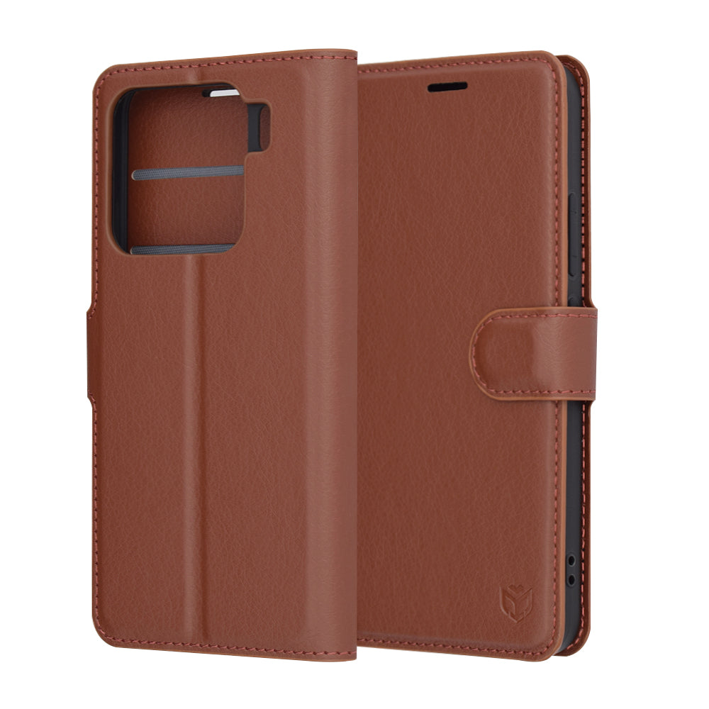 Capa para Xiaomi 15, Techsuit, Leather Folio, Castanha