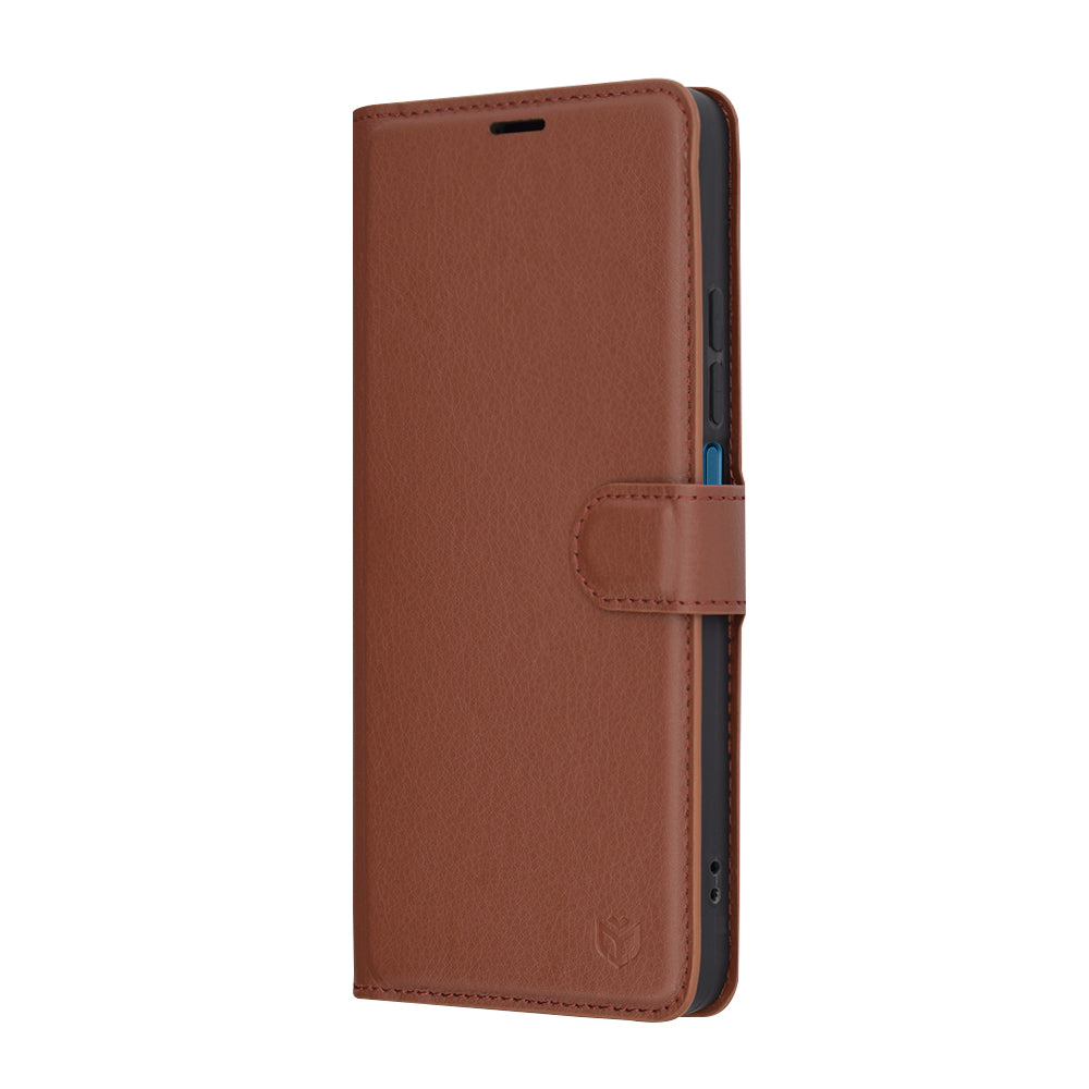 Capa para Xiaomi Poco C75 / Redmi 14C, Techsuit, Leather Folio, Castanha