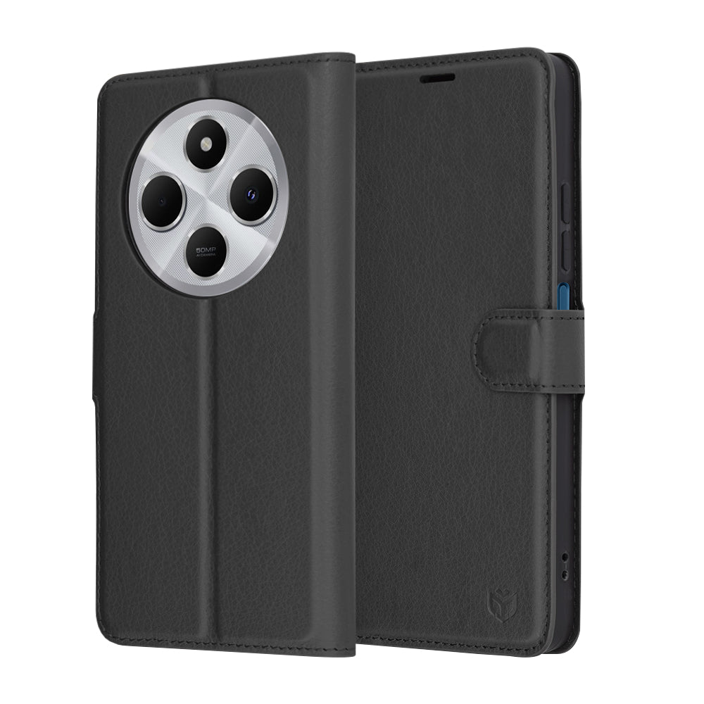 Capa para Xiaomi Poco C75 / Redmi 14C, Techsuit, Leather Folio, Preta