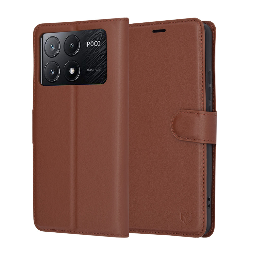 Capa para Xiaomi Poco X6 Pro, Techsuit, Leather Folio, Castanha