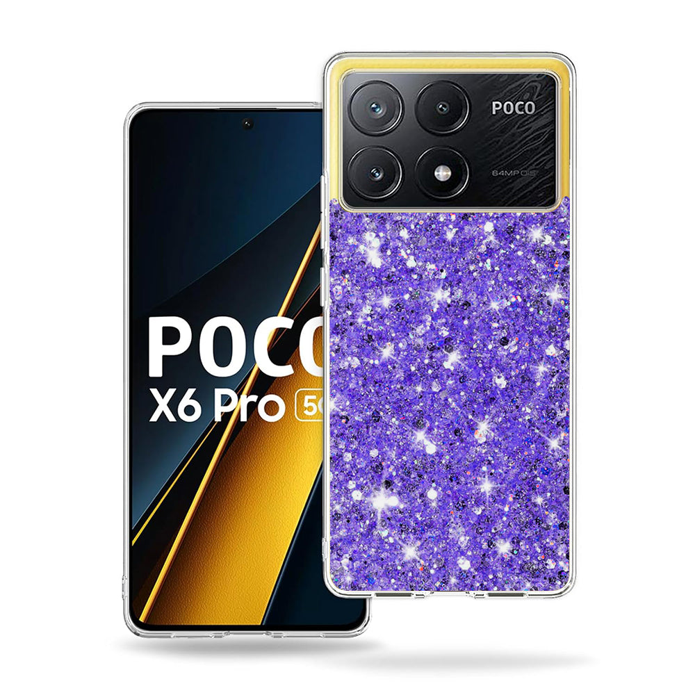 Capa para Xiaomi Poco X6 Pro, Techsuit, Glitter Brilhante, Roxo