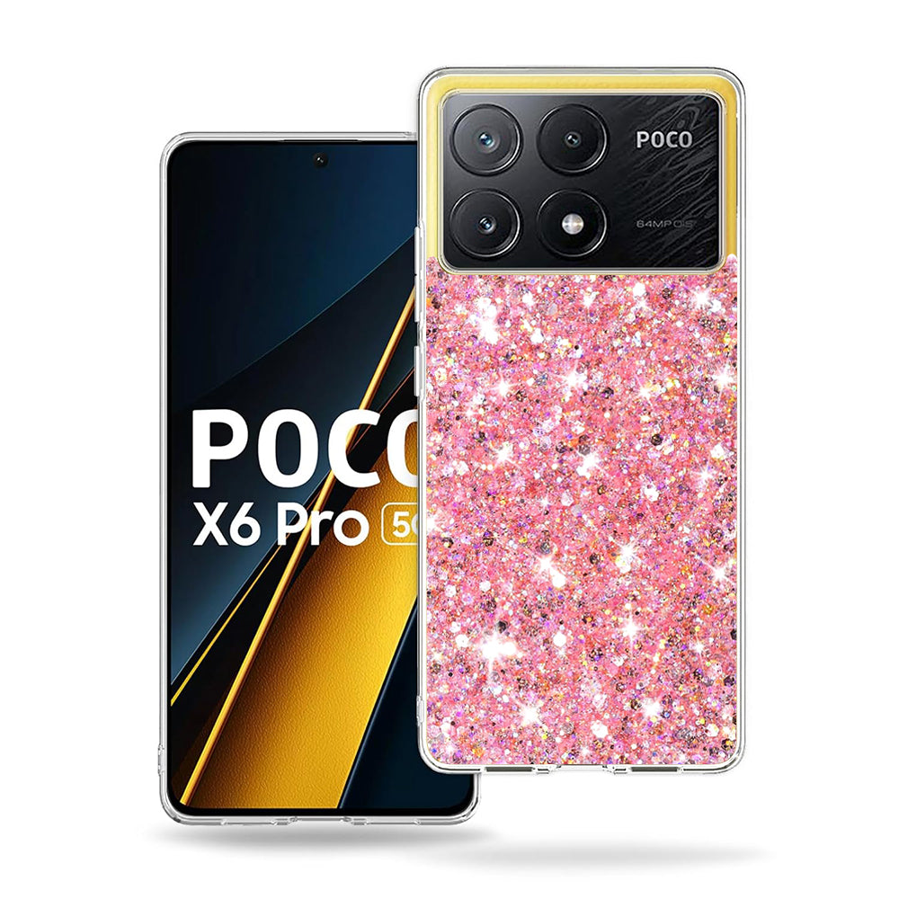 Capa para Xiaomi Poco X6 Pro, Techsuit, Glitter Brilhante, Rosa