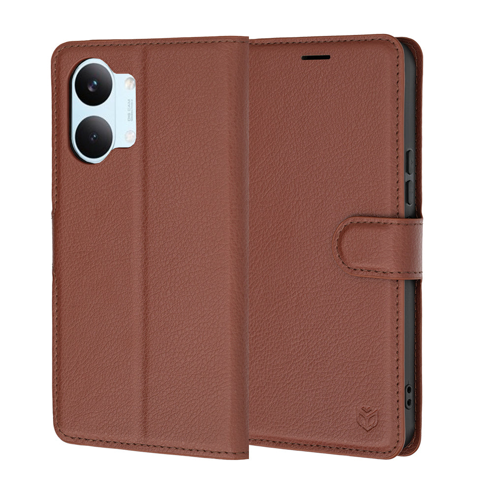 Capa para Xiaomi Poco X8 Pro Max, Techsuit, Leather Folio, Castanha