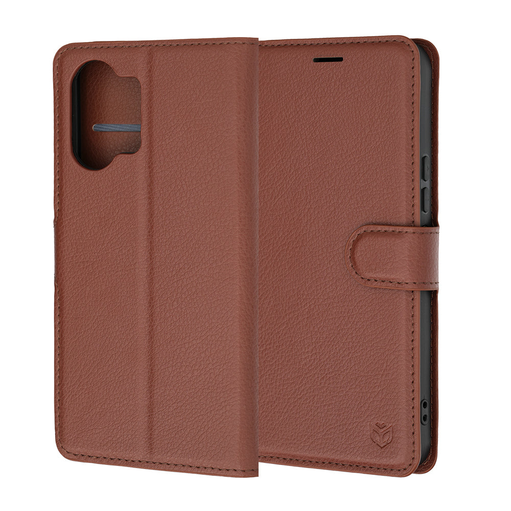 Capa para Xiaomi Poco X8 Pro Max, Techsuit, Leather Folio, Castanha