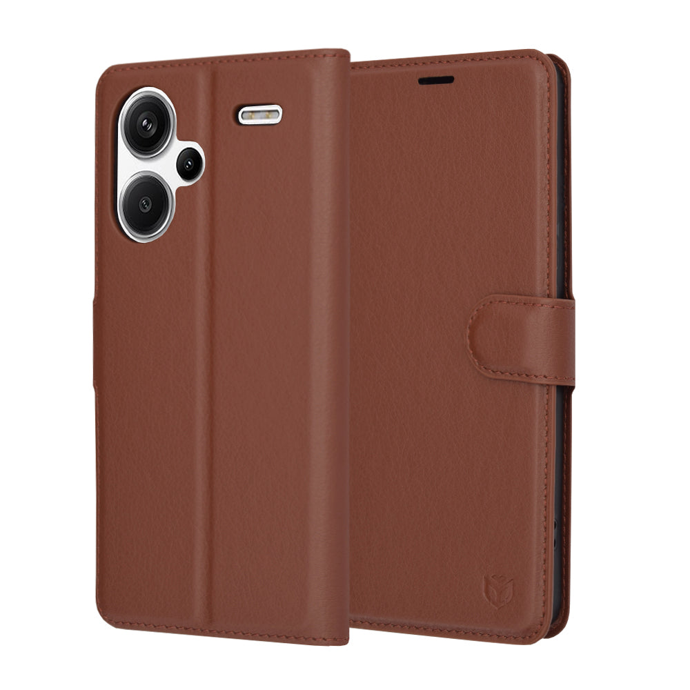 Capa para Xiaomi Redmi Note 13 Pro+, Techsuit, Leather Folio, Castanha