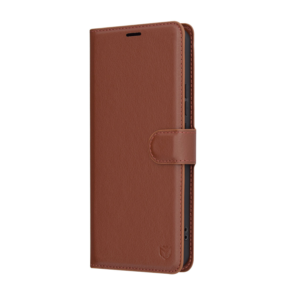 Capa para Xiaomi Redmi Note 14 4G (Regional), Techsuit, Folio em Pele, Castanha