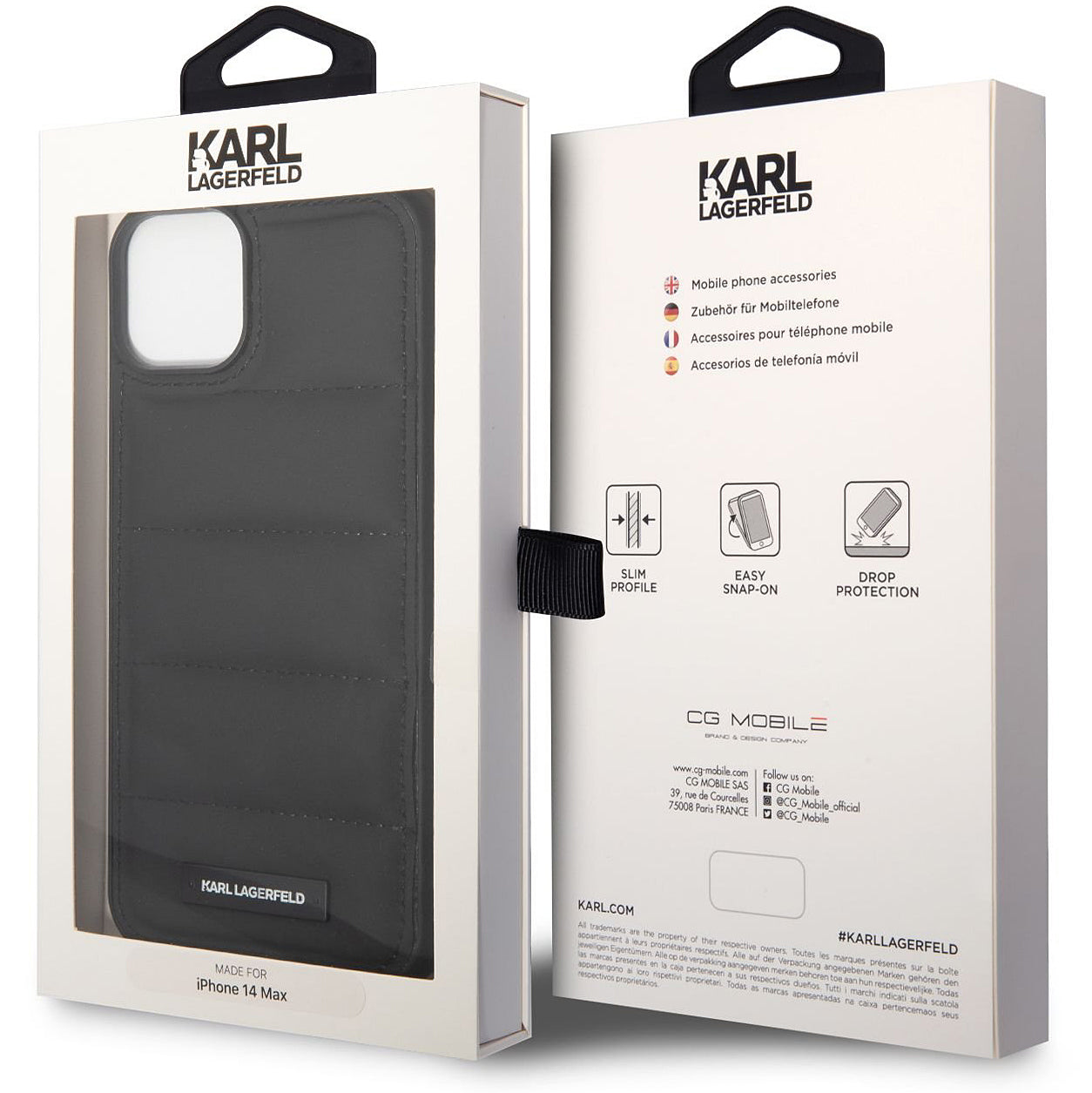 Capa para Apple iPhone 14 Plus, Karl Lagerfeld, Quilted Puffy Metal Logo, Preta