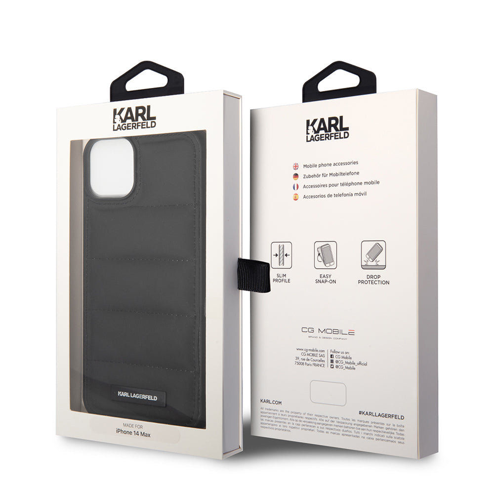 Capa para Apple iPhone 14 Plus, Karl Lagerfeld, Quilted Puffy Metal Logo, Preta