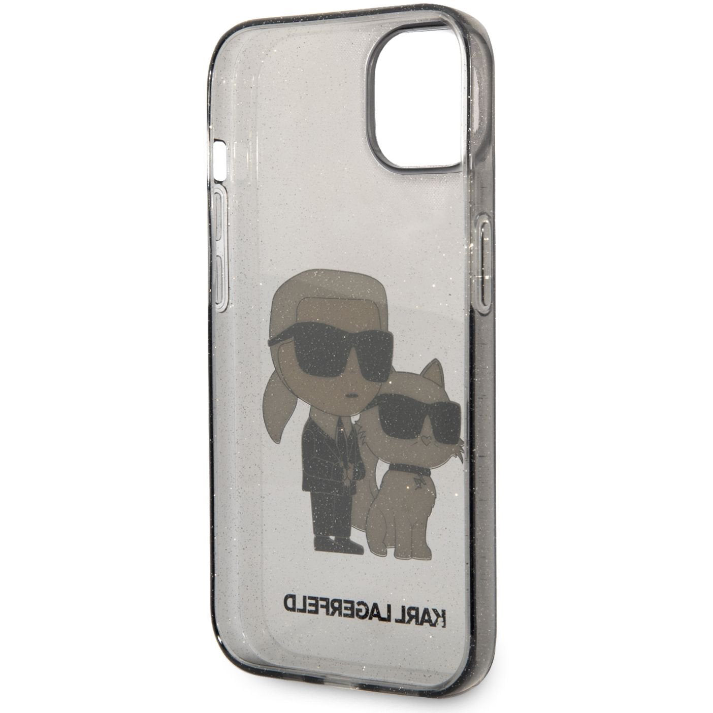 Capa para Apple iPhone 14 Plus, Karl Lagerfeld, IML Glitter Karl and Choupette NFT, Preta