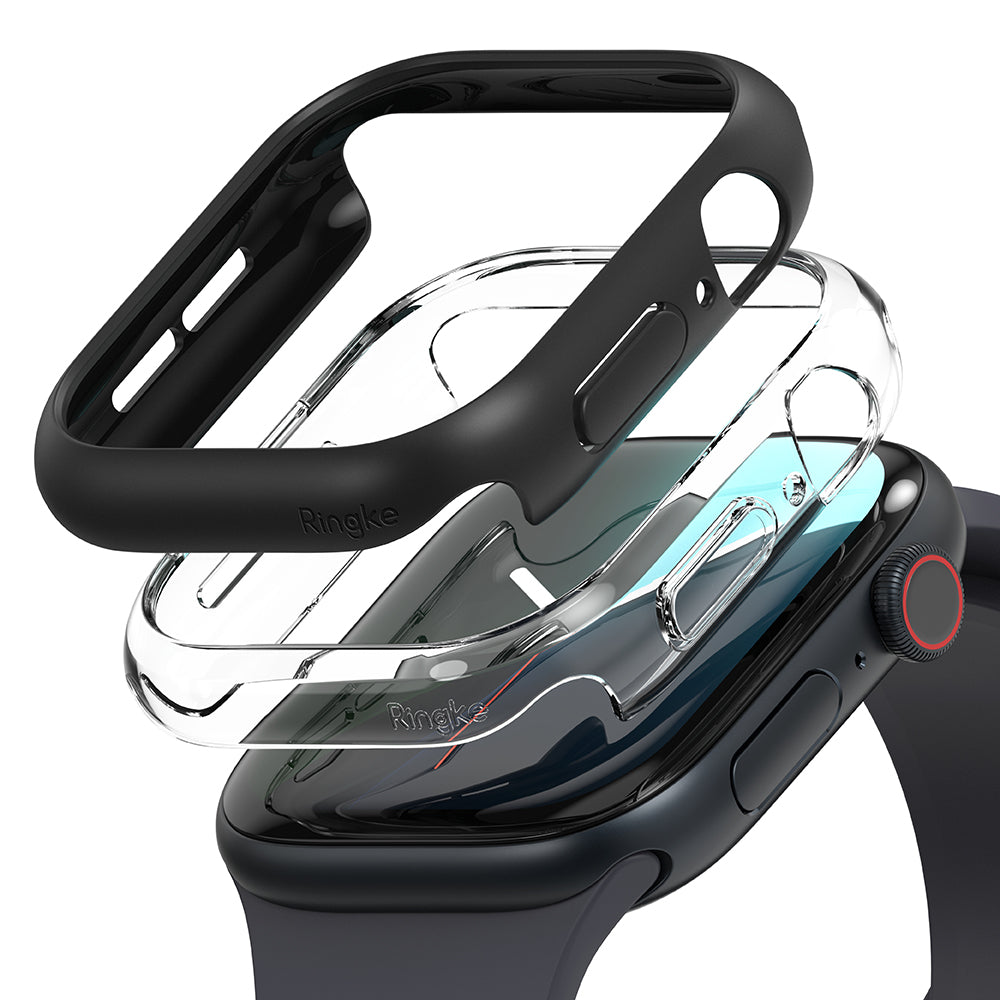 Capa Ringke Slim para Apple Watch Series 10 / 11 46mm, Conjunto de 2 peças, Preto Fosco / Transparente