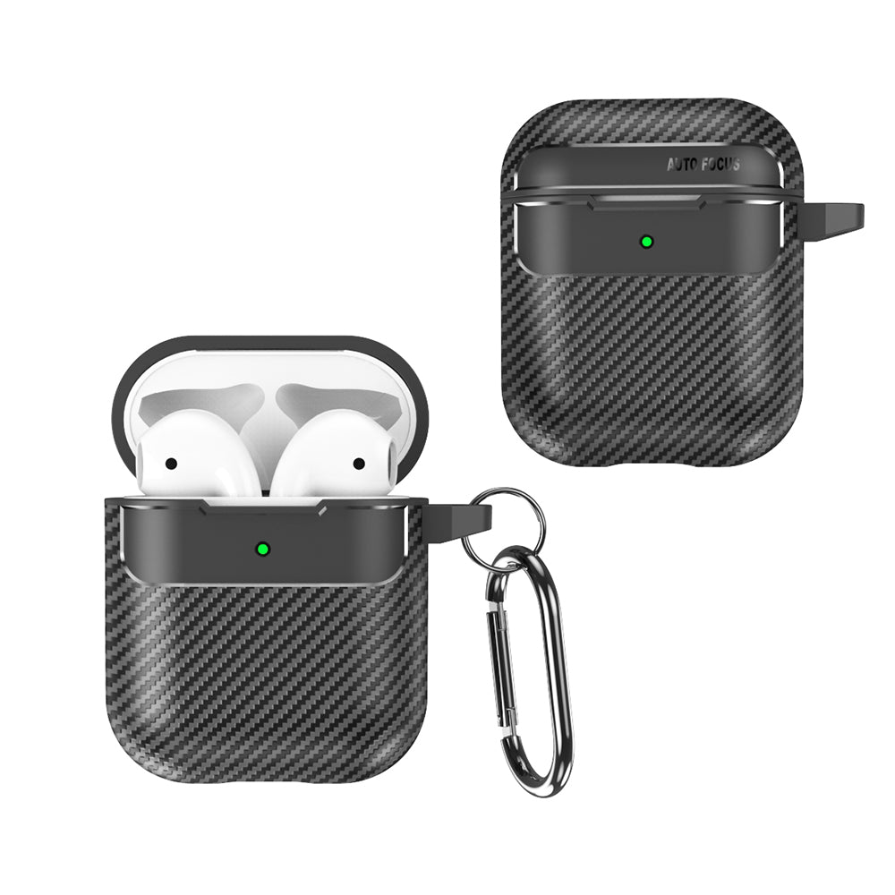 Capa Techsuit CarbonFiber para Apple AirPods Gen 2 / Gen 1, Preta
