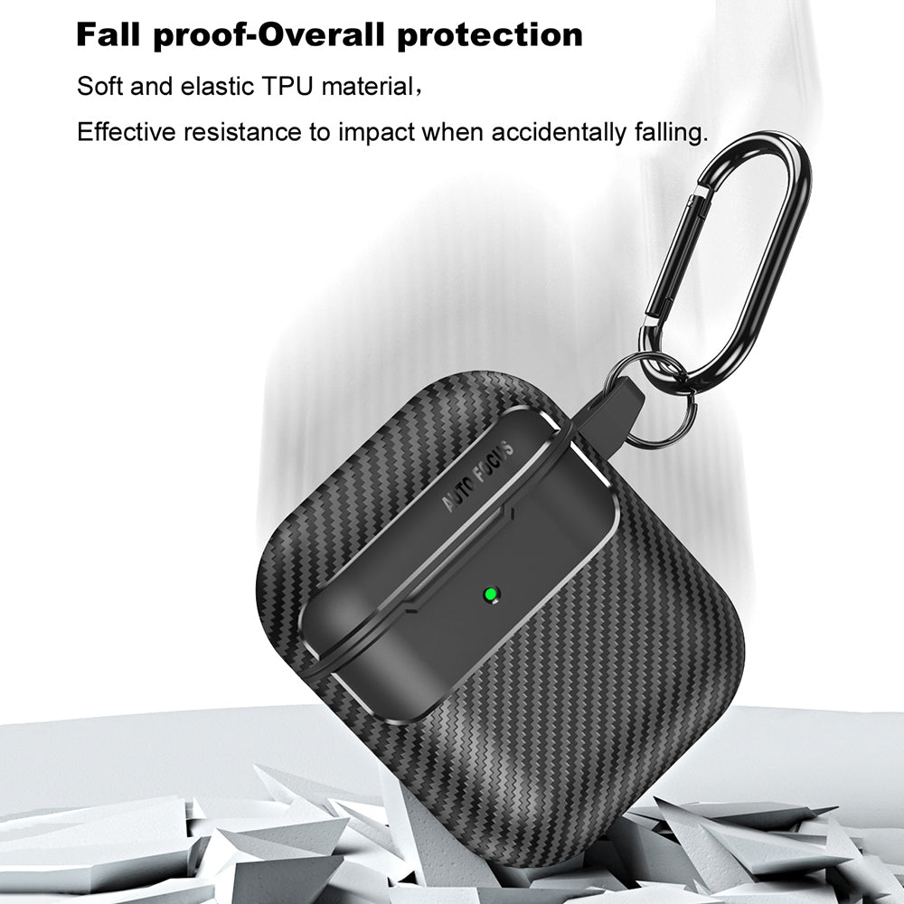 Capa Techsuit CarbonFiber para Apple AirPods Gen 2 / Gen 1, Preta