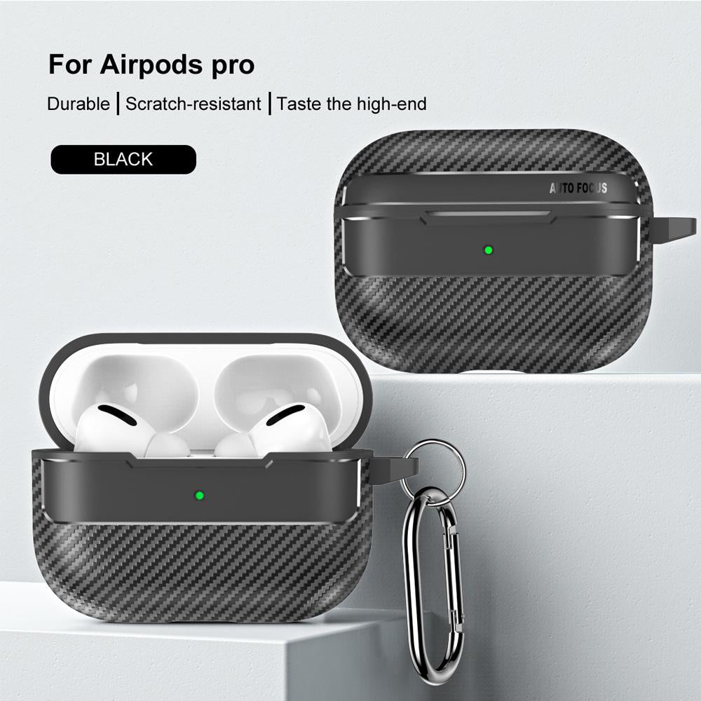 Capa Techsuit CarbonFiber para Apple AirPods Pro Series, Preta