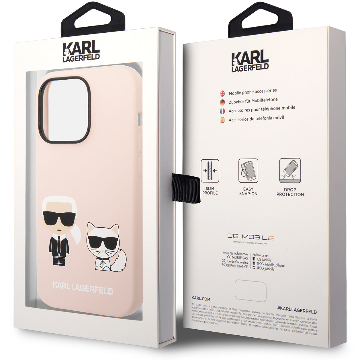 Capa MagSafe para Apple iPhone 14 Pro, Karl Lagerfeld, Silicone Body Karl & Choupette, Rosa
