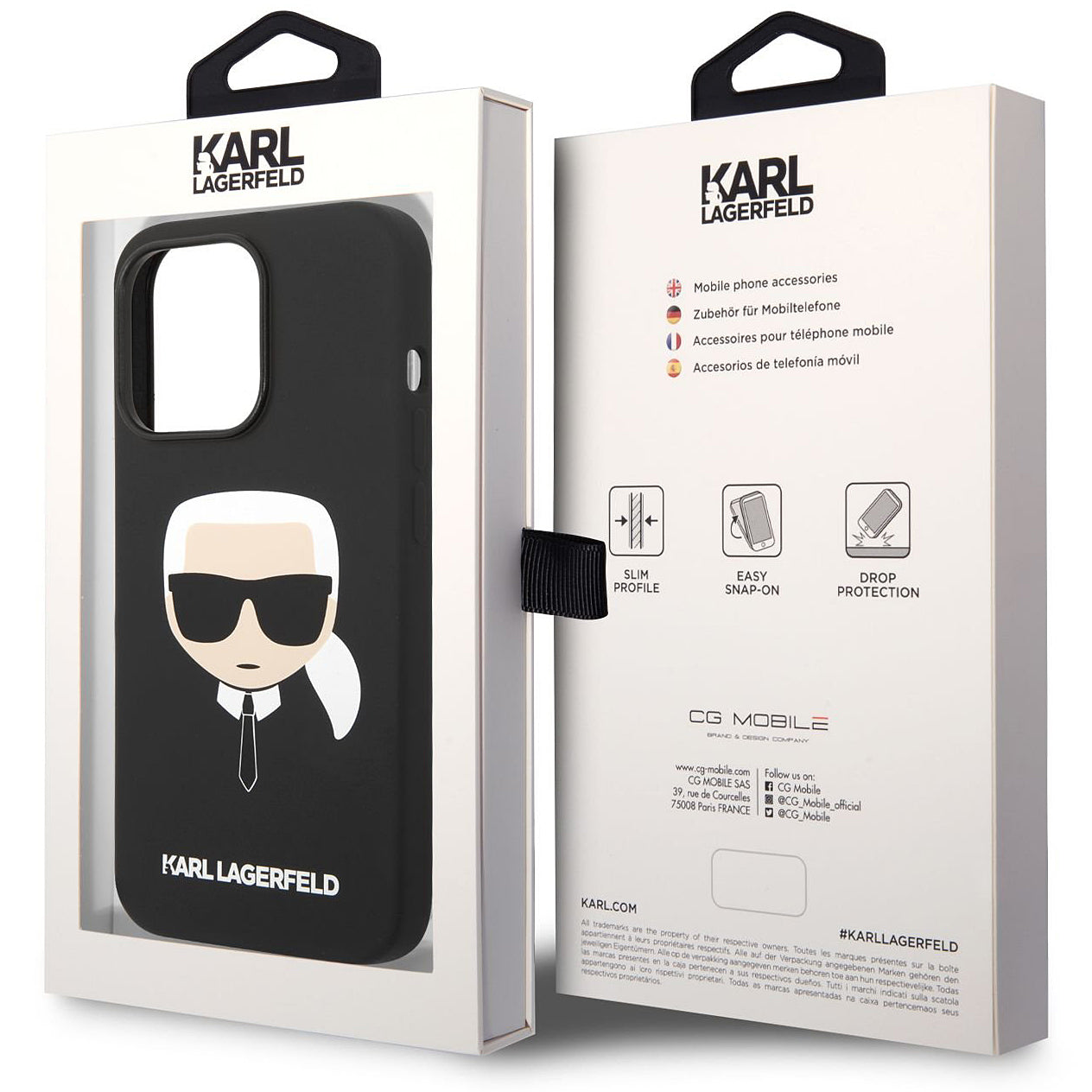 Capa MagSafe para Apple iPhone 14 Pro, Karl Lagerfeld, Silicone Karl Head, Preta