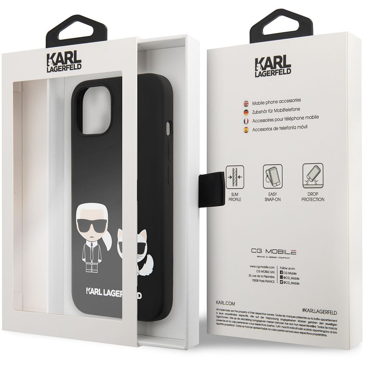 Capa MagSafe para Apple iPhone 14 Plus, Karl Lagerfeld, Silicone Karl & Choupette, Preta