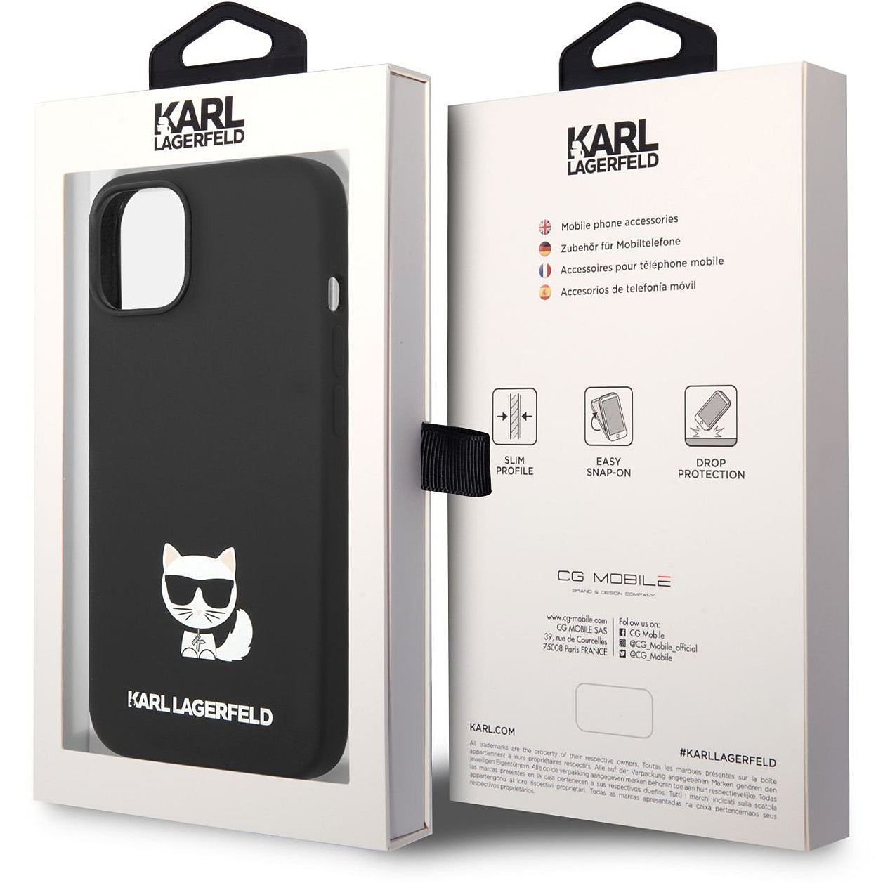 Capa para Apple iPhone 14 Plus, Karl Lagerfeld, Silicone Body Choupette, Preta