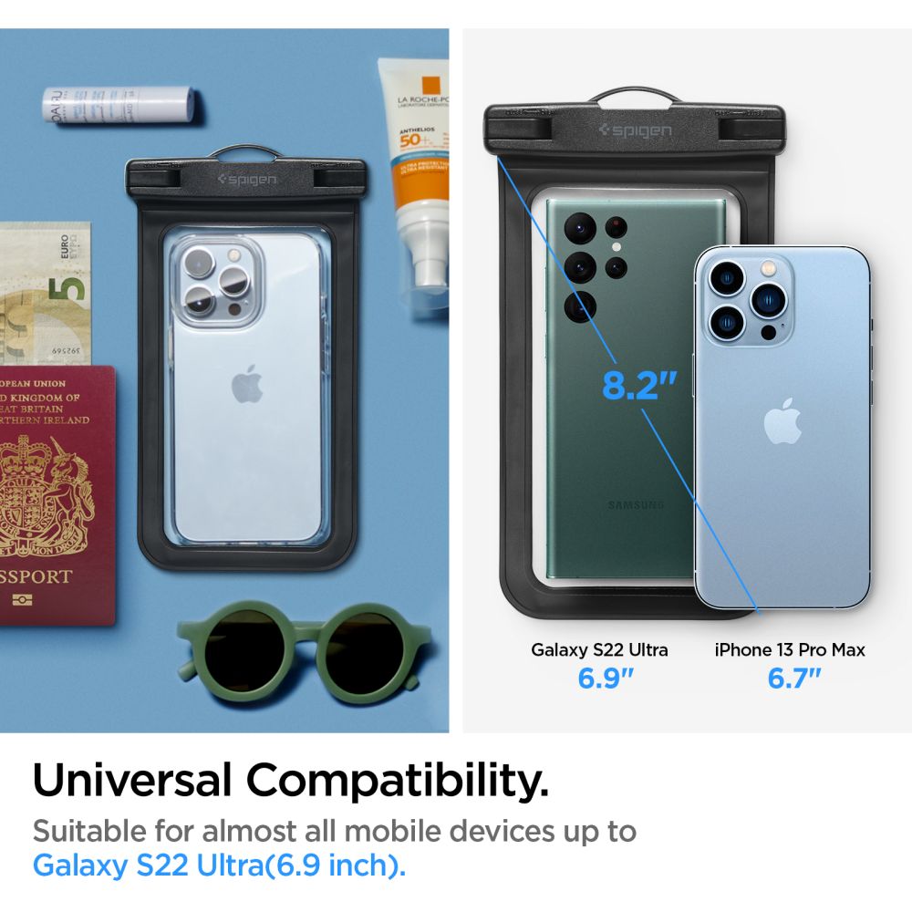 Capa Universal Waterproof para Telefone max. 3.5inch - 7inch, Spigen, A601, Conjunto de 2 peças, Preta AMP04523