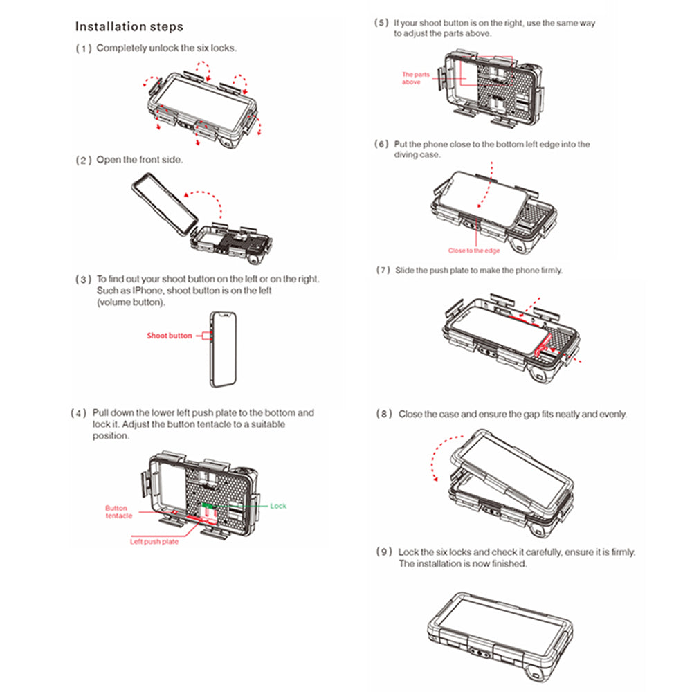 Capa Universal Waterproof para Telefone até 6.8 polegadas, ShellBox, Preta