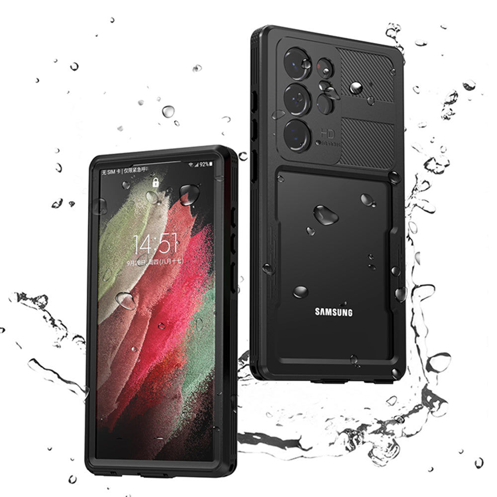 Capa à prova de água para Samsung Galaxy S23 Ultra S918, ShellBox, Preta