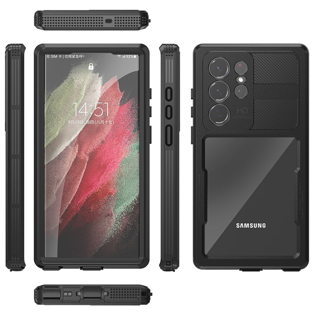 Capa à prova de água para Samsung Galaxy S23 Ultra S918, ShellBox, Preta