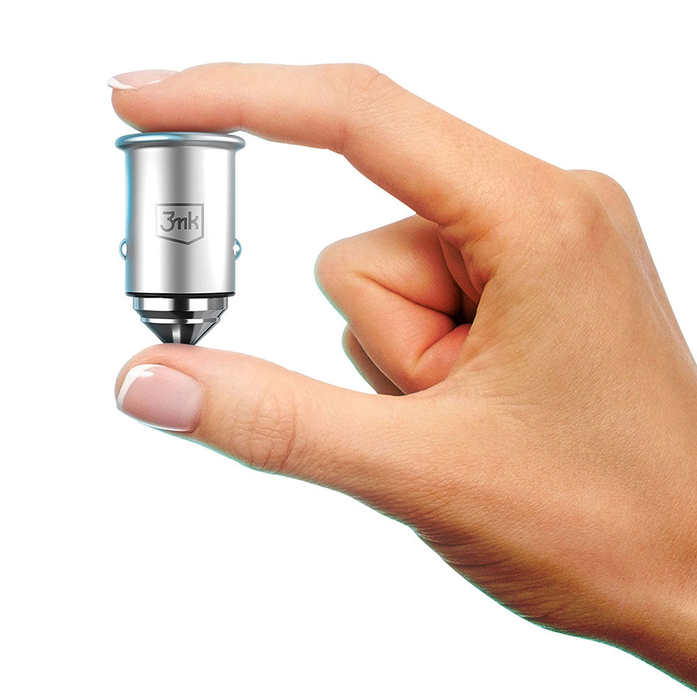 Carregador de isqueiro 3MK Hyper, 45W, 3A, 1 x USB-A - 1 x USB-C, prateado