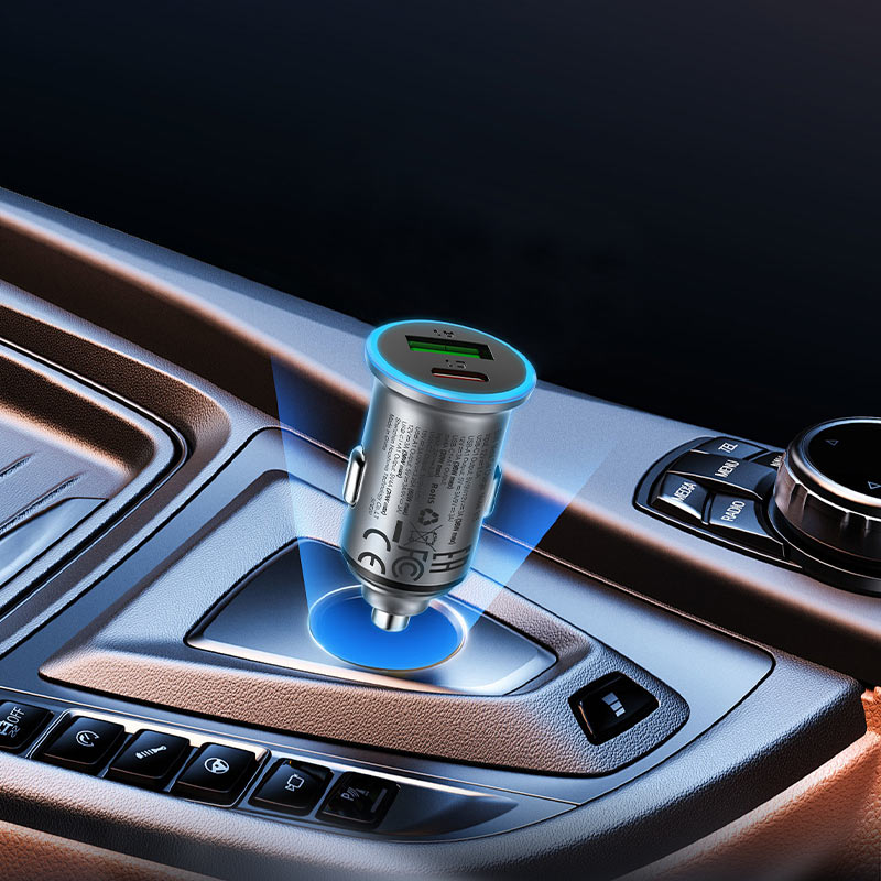 Carregador Auto Acefast B15, 65W, 3.25A, 1 X USB-A - 1 x USB-C, Cinzento