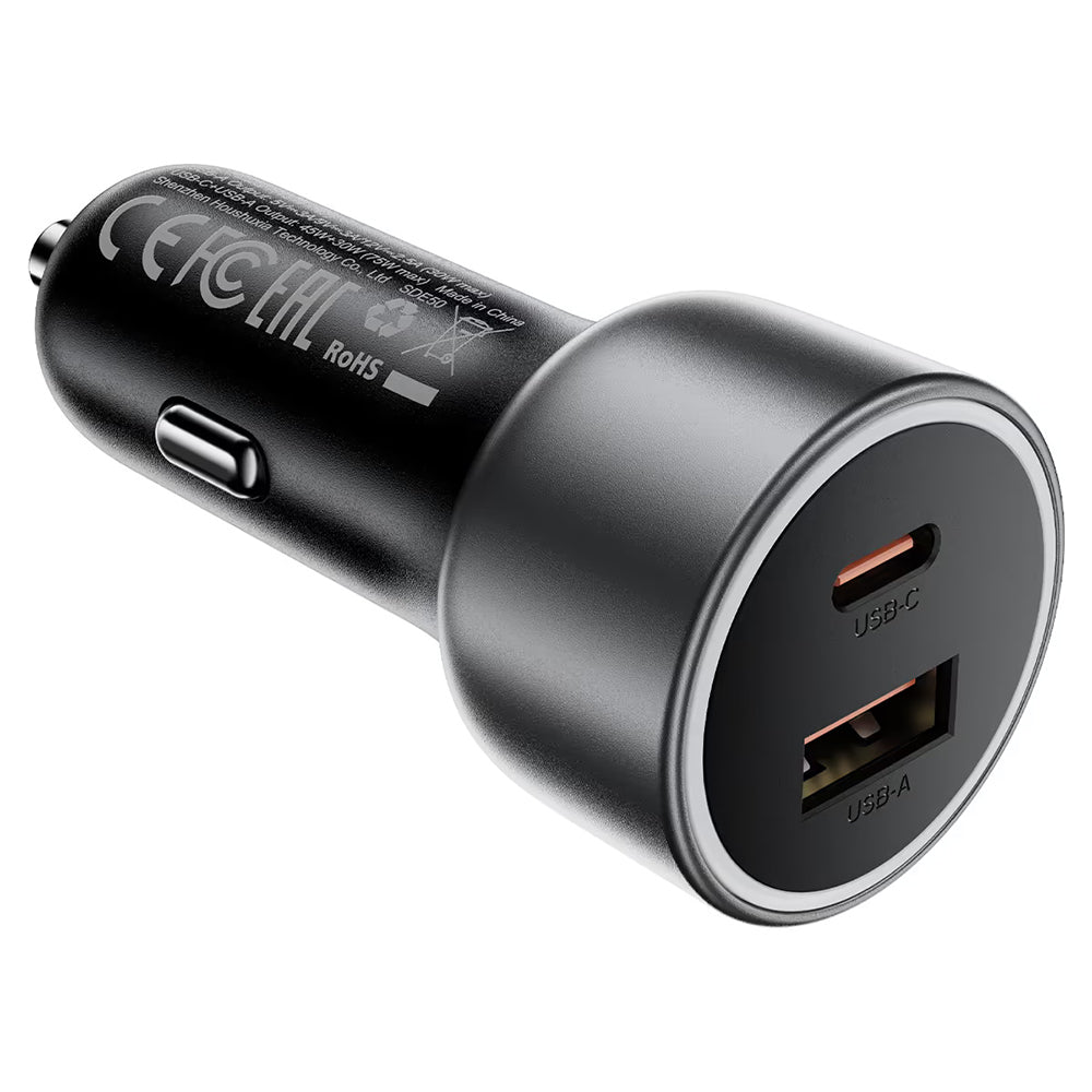 Carregador Automóvel Acefast B21, 75W, 3A, 1 x USB-A - 1 x USB-C, Cinzento