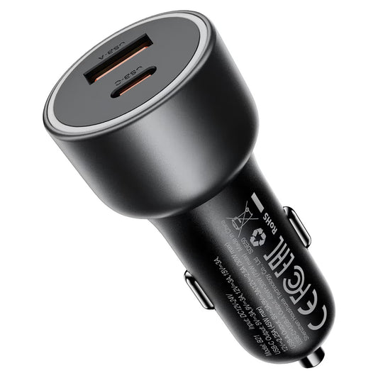 Carregador Automóvel Acefast B21, 75W, 3A, 1 x USB-A - 1 x USB-C, Cinzento