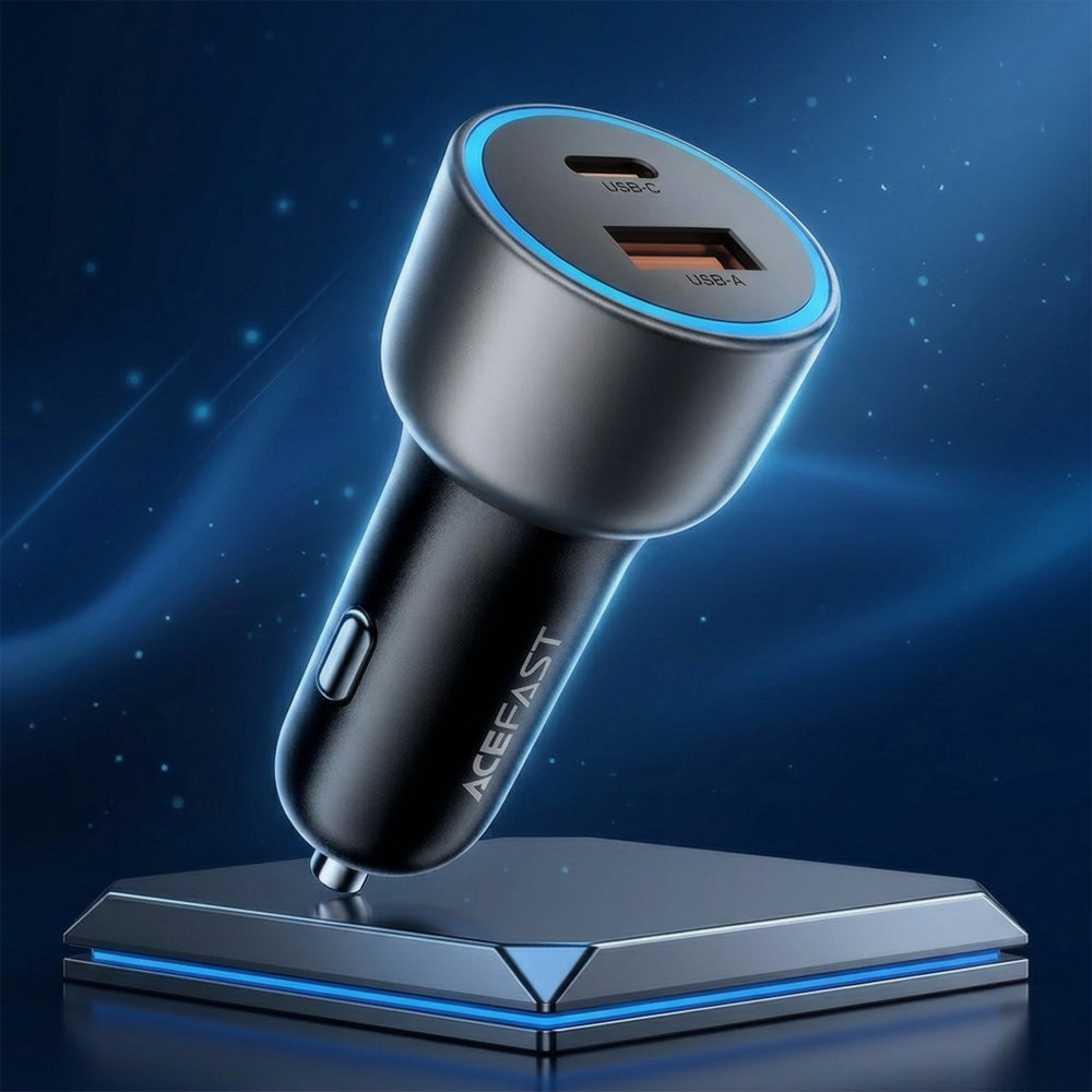 Carregador Automóvel Acefast B21, 75W, 3A, 1 x USB-A - 1 x USB-C, Cinzento
