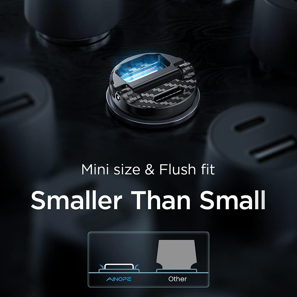 Carregador Auto Ainope, 30W, 5A, 1 x USB-A - 1 x USB-C, Preto