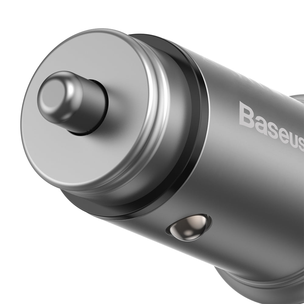 Baseus Circular Metal Car Charger, 30W, 5A, 1 x USB-A - 1 x USB-C, Gray