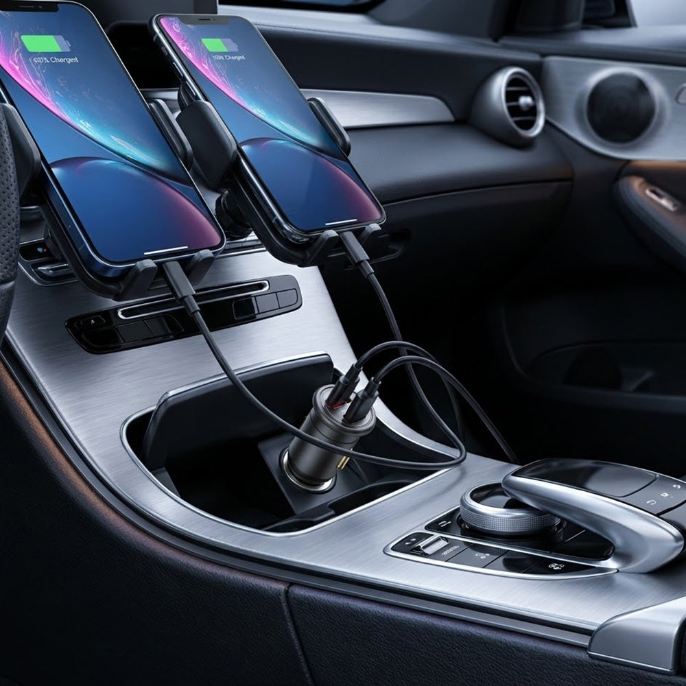 Carregador Auto Blueo, 35W, 3A, 1 x USB-A - 1 x USB-C, Cinzento