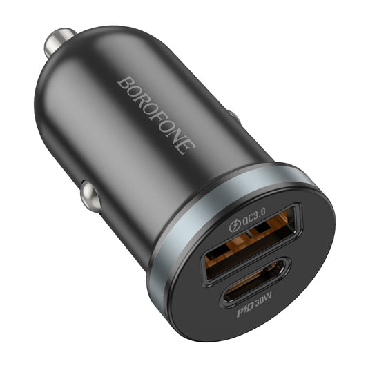 Carregador de isqueiro Borofone BZ22 Scenery, 30W, 3A, 1 x USB-A - 1 x USB-C, preto