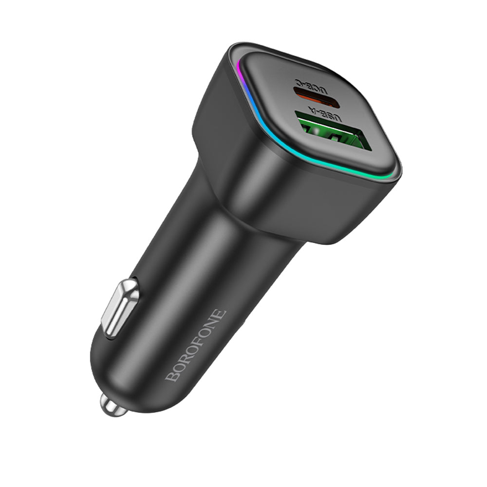 Carregador Auto Borofone BZ28A Trophie, 30W, 3A, 1 x USB-A - 1 x USB-C, Preto