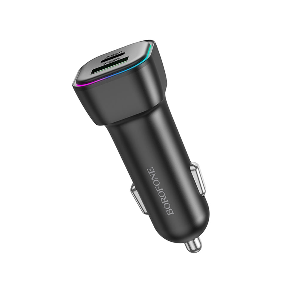 Carregador Auto Borofone BZ28A Trophie, 30W, 3A, 1 x USB-A - 1 x USB-C, Preto