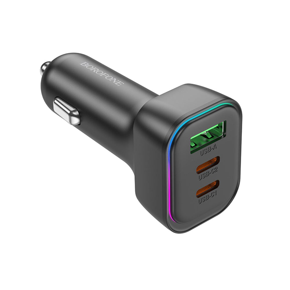 Carregador Auto Borofone BZ28C Trophie, 60W, 3A, 1 x USB-A, 2 x USB-C, Preto