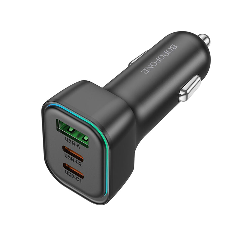 Carregador Auto Borofone BZ28C Trophie, 60W, 3A, 1 x USB-A, 2 x USB-C, Preto