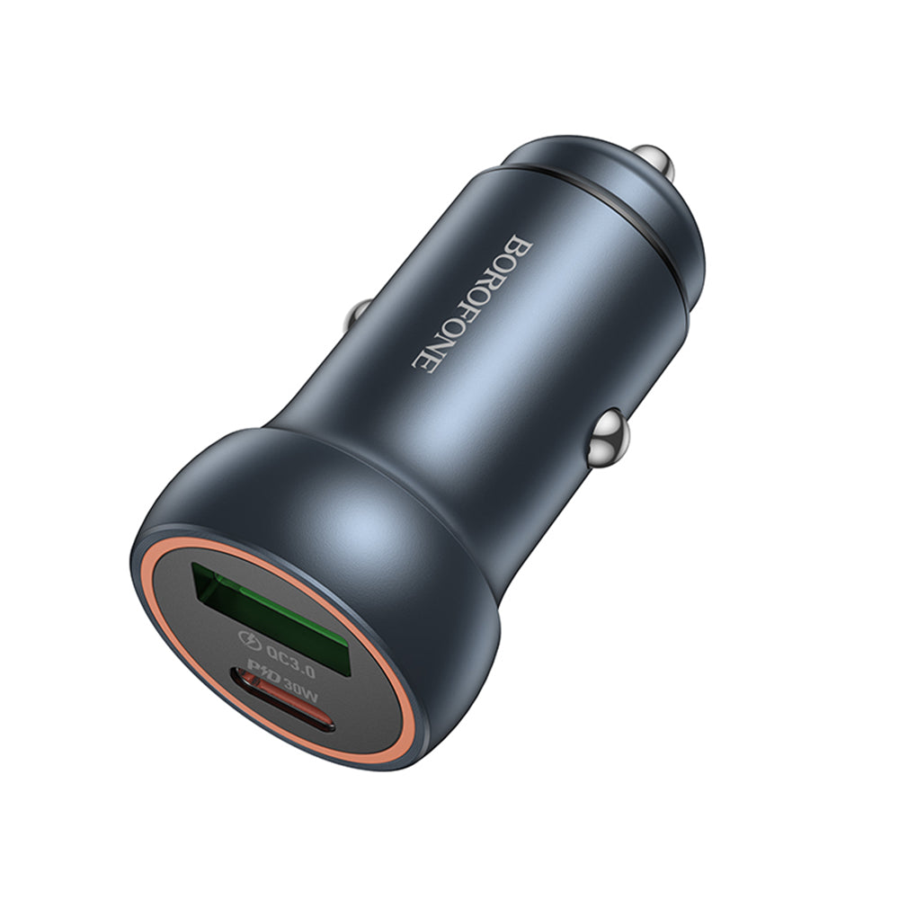 Carregador Auto Borofone BZ32A Fresh, 30W, 3A, 1 x USB-A - 1 x USB-C, Cinzento