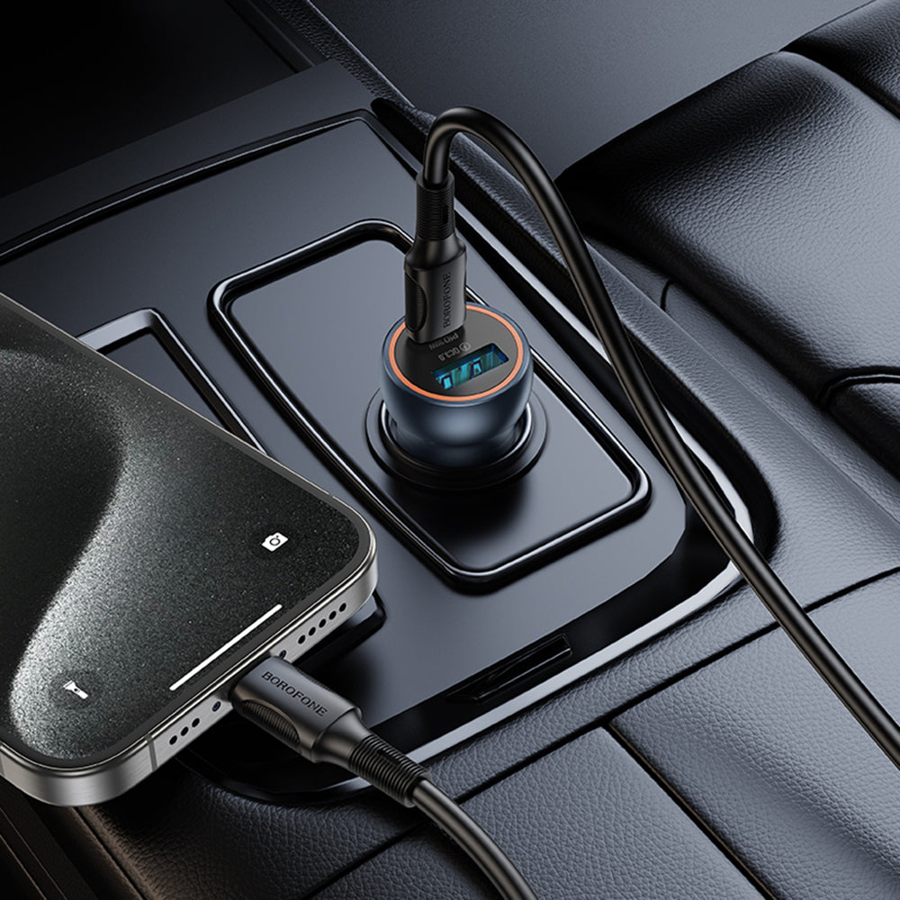 Carregador Auto Borofone BZ32A Fresh, 30W, 3A, 1 x USB-A - 1 x USB-C, Cinzento