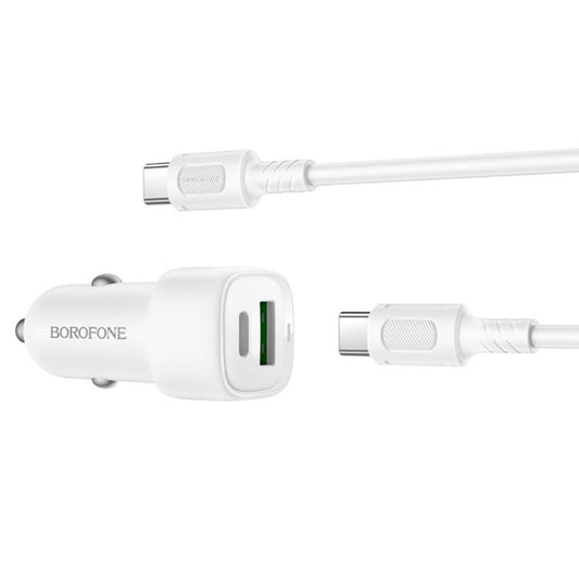 Carregador Auto com Cabo USB-C Borofone BZ34B Cloud, 20W, 3A, 1 x USB-A - 1 x USB-C, Branco