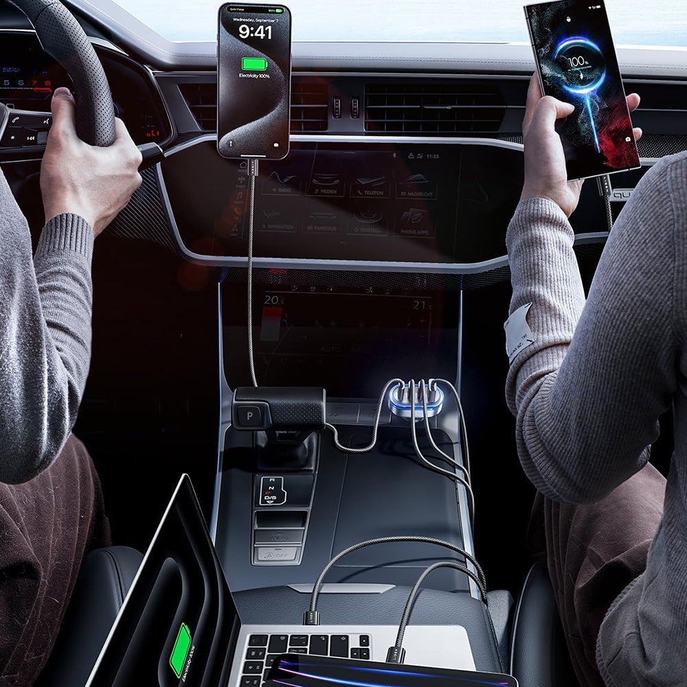 Carregador Auto com Cabo USB-C Lisen, 101W, 3.25A, 1 x USB-A - 3 x USB-C, Preto YL0223120021