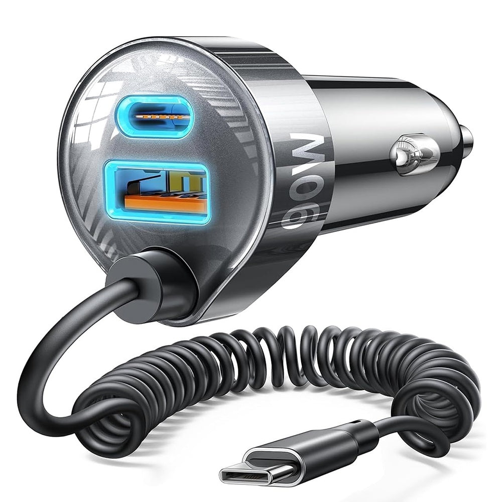 Carregador Auto com Cabo USB-C Lisen, 90W, 3A, 1 x USB-A - 1 x USB-C, Preto YL0223120020