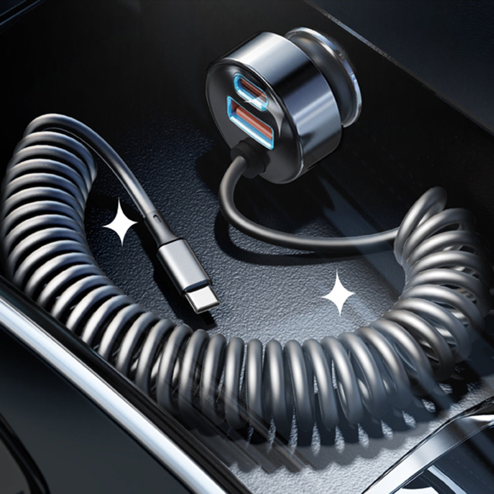 Carregador Auto com Cabo USB-C Lisen, 90W, 3A, 1 x USB-A - 1 x USB-C, Preto YL0223120020