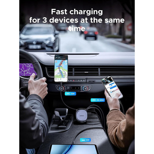 Carregador Automóvel Com Cabo USB-C UGREEN EC601, 75W, 3A, 1 x USB-A - 1 x USB-C, Cinzento