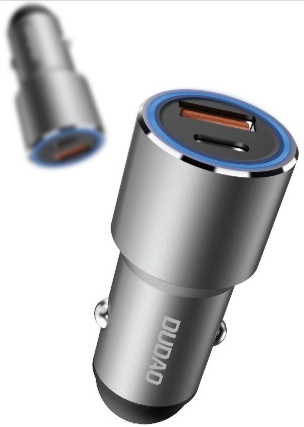 Carregador Automóvel Dudao R4PQ NM, 22.5W, 3A, 1 x USB-A - 1 x USB-C, Cinzento