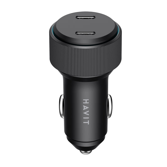HAVIT CC2014 Car Charger, 30W, 3A, 2 x USB-C, Black