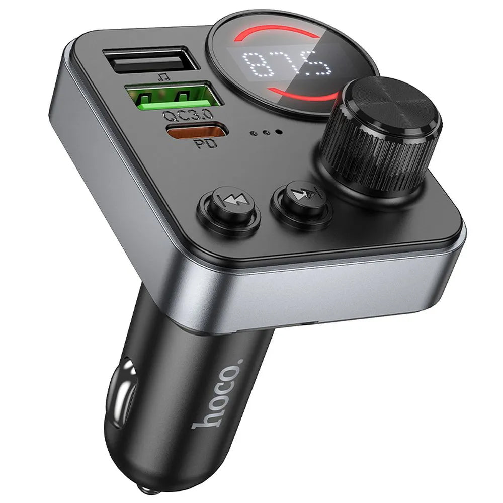 Modulador FM Bluetooth HOCO E86, 2 x USB-A - 1 x USB-C - 1 x microSD