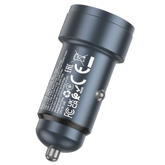 Carregador de Carro HOCO Z57A, 30W, 3A, 1 x USB-A - 1 x USB-C, Cinzento