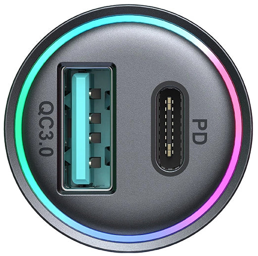 Carregador Auto Joyroom JR-CCN04, 60W, 3A, 1 x USB-A - 1 x USB-C, Preto